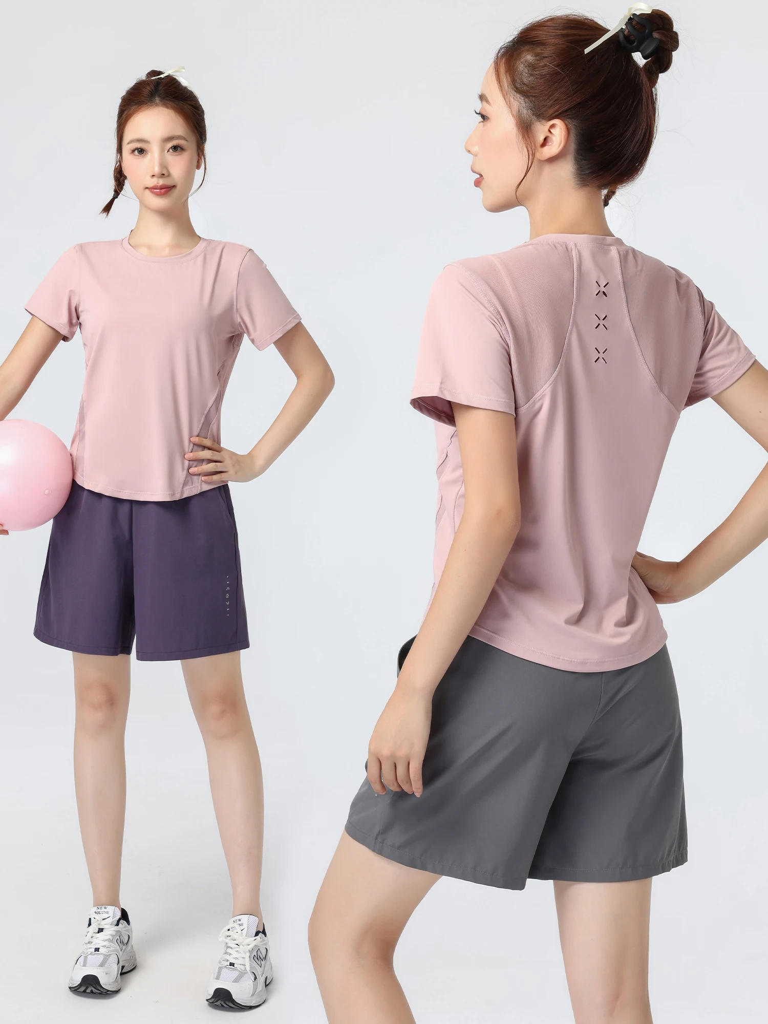 

Женский спортивный комплект для бега: дышащая одежда для фитнеса, быстросохнущий тренировочный костюм, уличные штаны-капри для утреннего бега