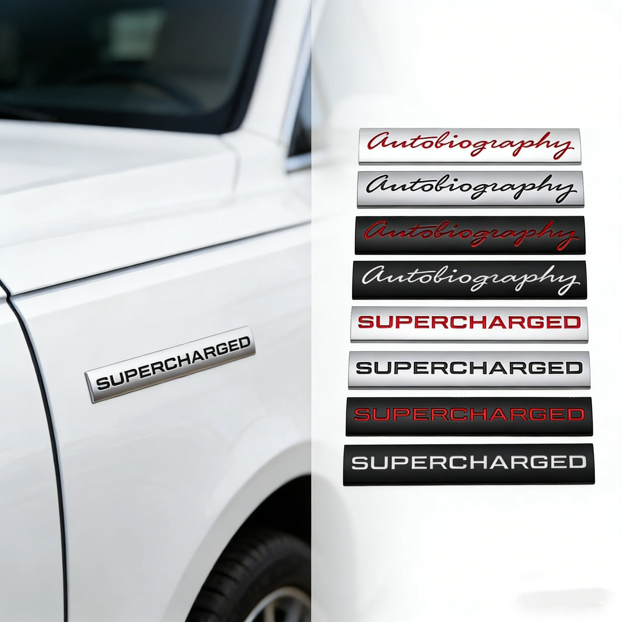 Autocollant de voiture en métal avec Logo Autobiography SUPERCHARGED, autocollant de queue de voiture pour Land Rover Discovery L319 Velar Evoque Freelander