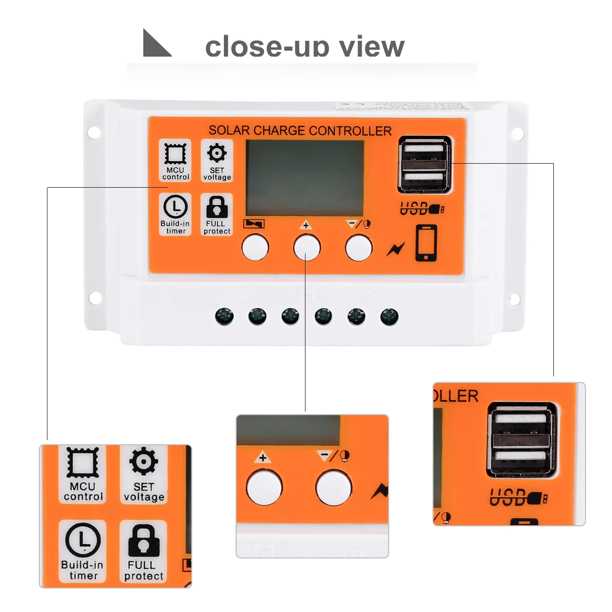 

Controller 30A 12V Pwm Regulator For Panel Usb Output Clear Display Timer Built- Controller For