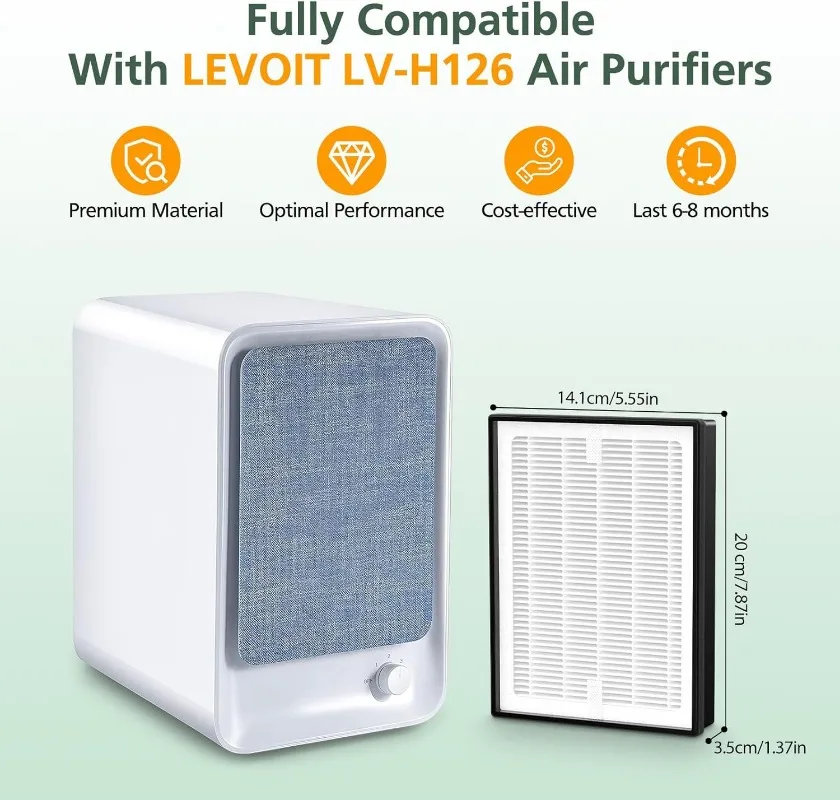 

Сменный фильтр LV-H126, совместимый с воздушным усилителем Levoit LV-H126, фильтр True HEPA, номер деталей с активированным углем. LV-H126-RF