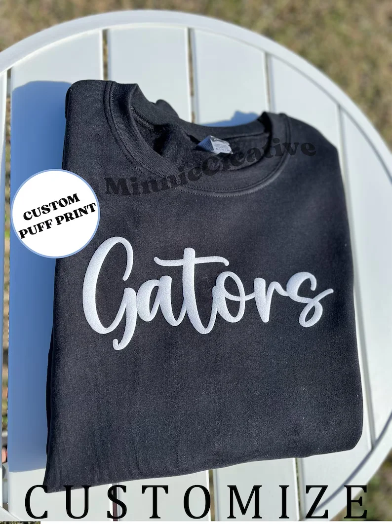 Puff Print Custom Team Name Tshirt, scool Mascot T shirt, Gift for Mom, Christmas vakentine Gift Idea, Embossed School Spirit