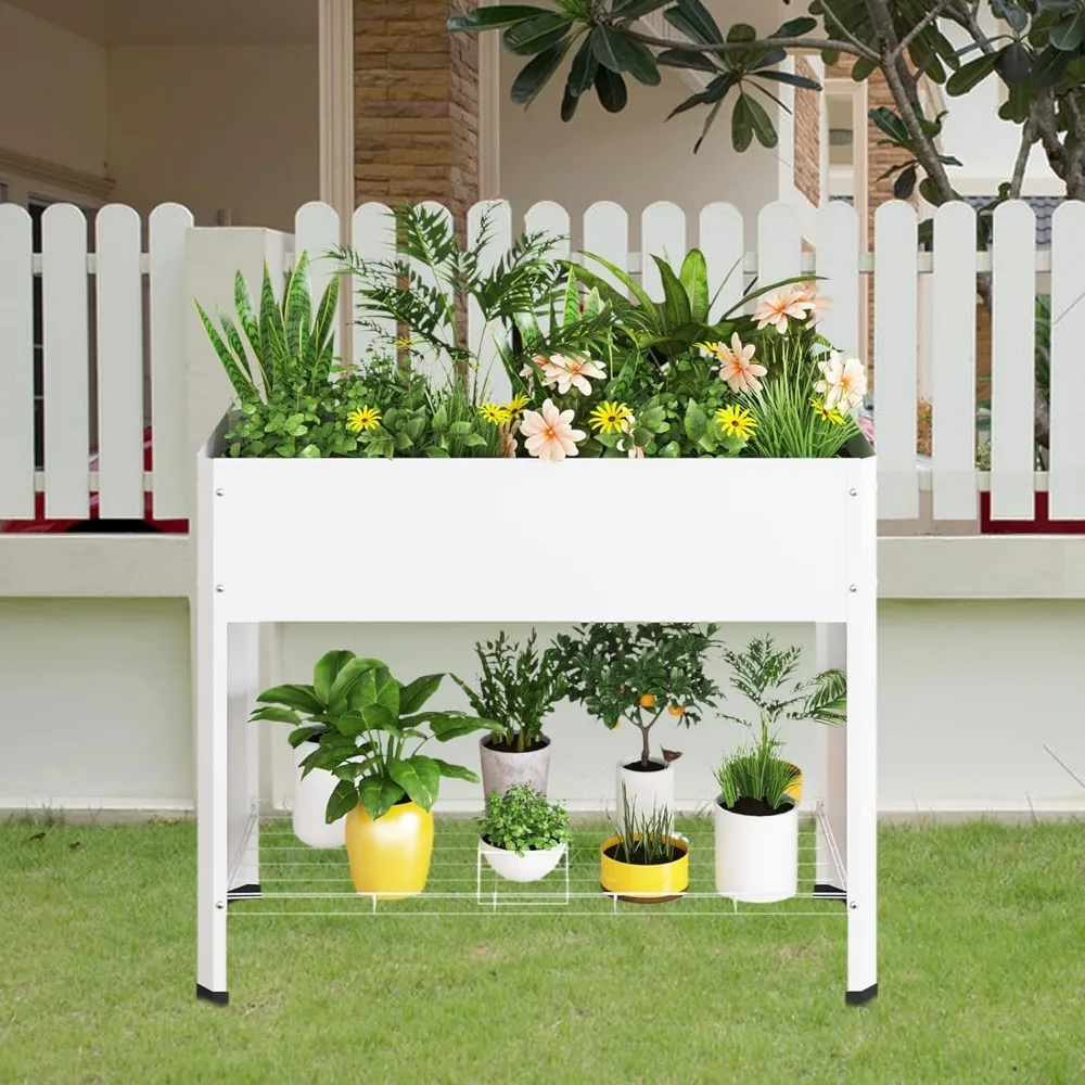 Elevated Metal Planter Box with Removable Legs for Growing Herbs, Vegetables, Flowers, and Succulents