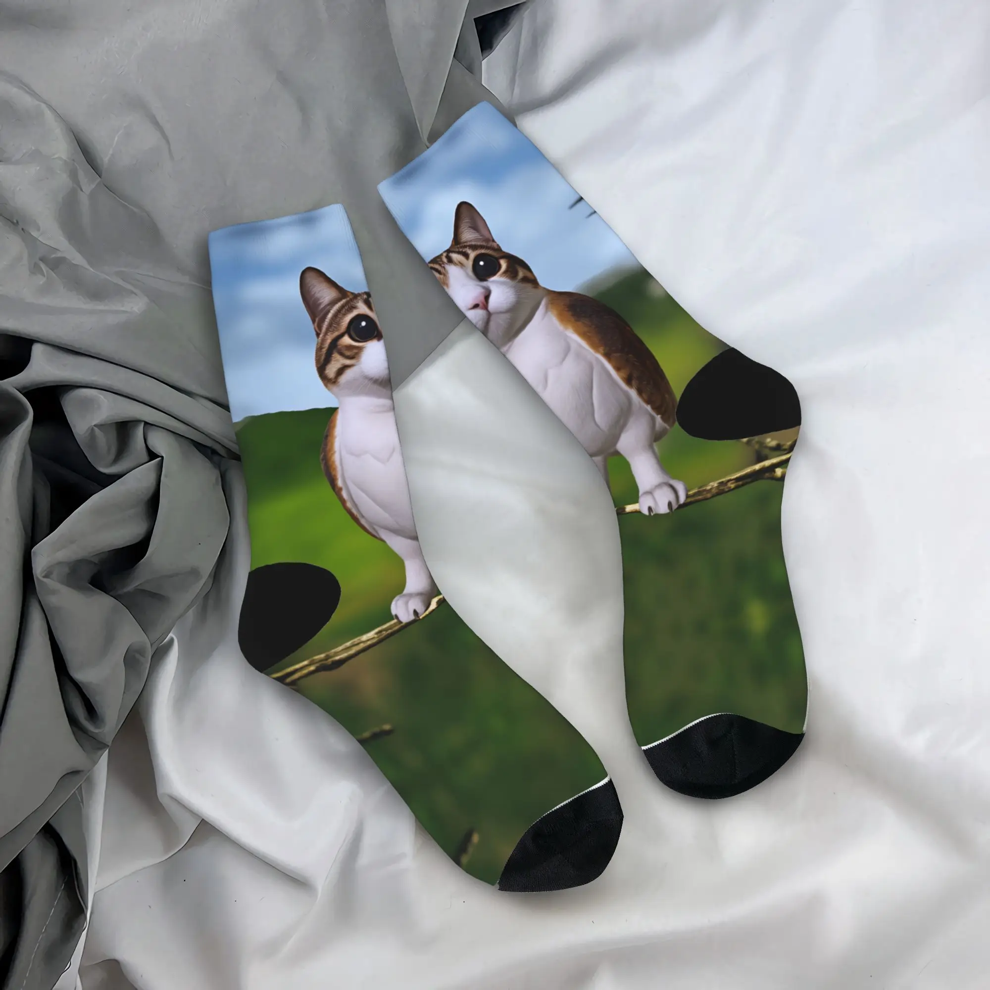 Tree Branch Meowl Cat Socks  Gothic Stockings Autumn Anti Slip Men's Socks Quality Pattern Running Socks