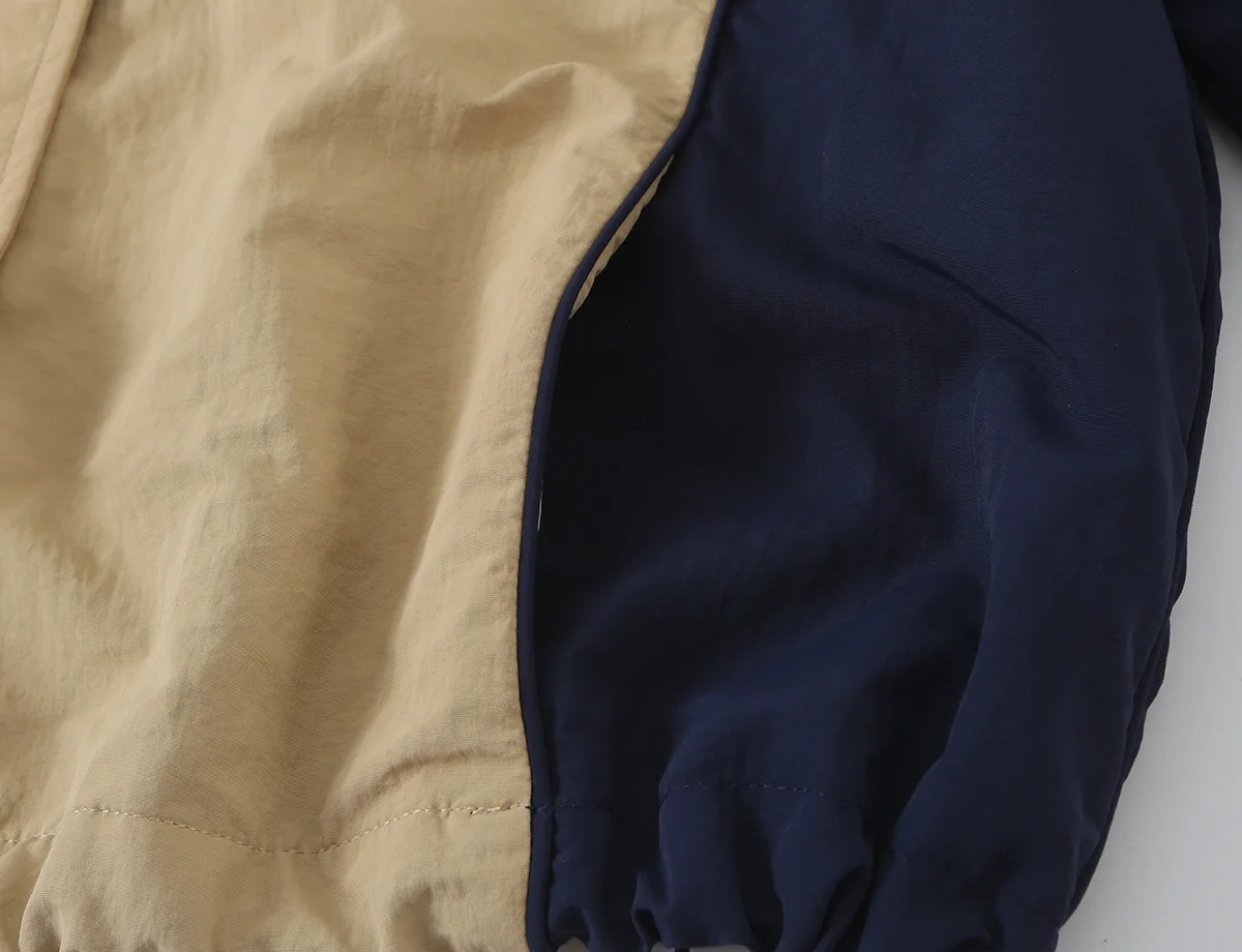 Vintage Damen Patchwork-Jacken 2026 Herbstmode Stehkragen Reißverschluss Lose Mäntel High-Street Lose Damen-Oberbekleidung mit Kordelzug – Detail 8