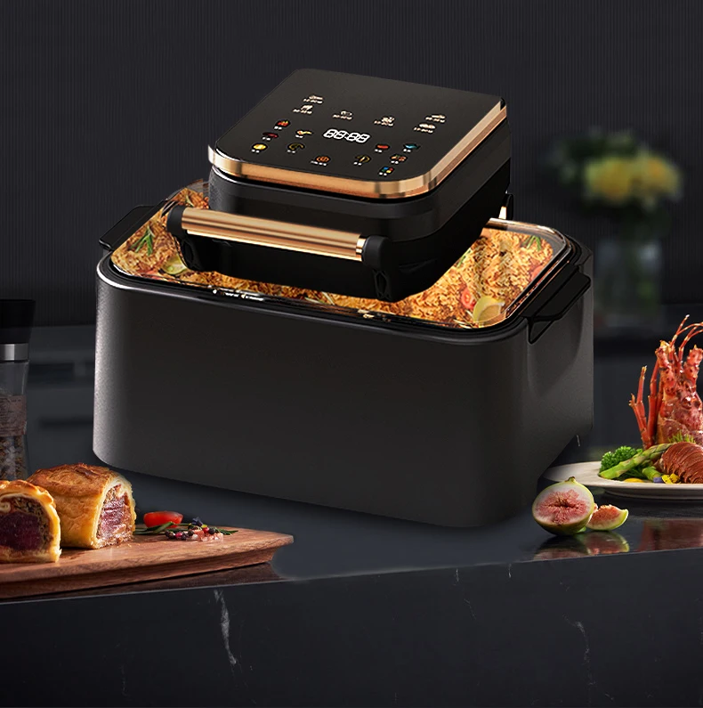 مقلاة هوائية منزلية جديدة ذات سعة كبيرة ومرئية غير قابلة للدوران ومتعددة الوظائف وتبخير صغير وآلة خبز الكل في واحد