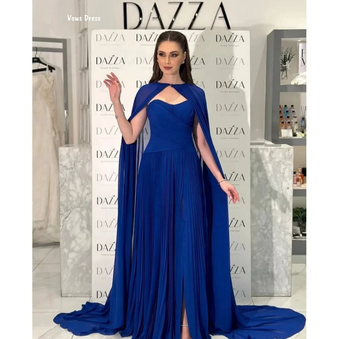 맹세 블루 이브닝 드레스 우아한 파티 드레스 2025 쉬폰 맞춤 제작 목도리 여성 이브닝 드레스 여성 볼 가운 드레스 댄스 파티