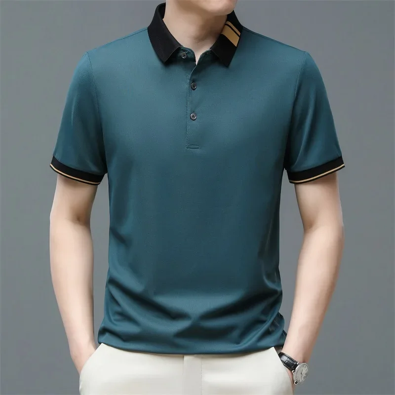 BROWON Brand Polo Shirt Men Tees 2024 Summer New Solid Color Regular Fit Men Clothes Turn-Down Collar Short Sleeve Business Polo