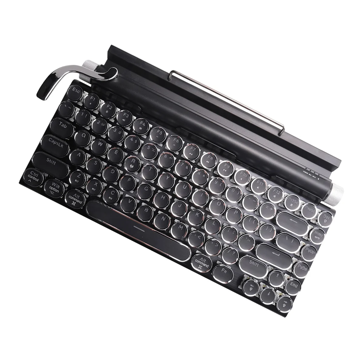 

HOT!!Retro Typewriter Keyboard Wireless Bluetooth Keyboard USB Mechanical Punk Keycaps for Desktop PC/Laptop/Phone-Black