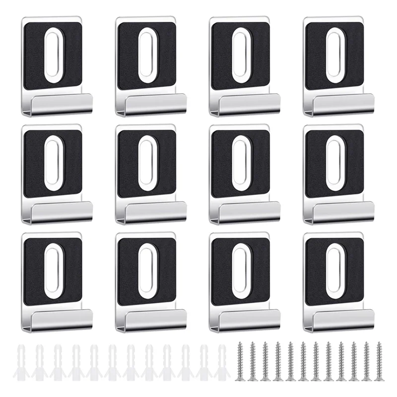 BHBD-12Pcs Metal Mirror Clips Holder Kit,Mirror Hanging Clips With Screw , For Wall Mounting, Frameless Mirror Tile Display