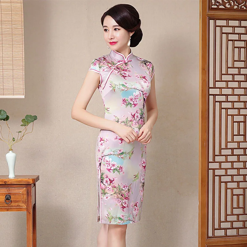 Yourqipao Chinese Short-sleeved Traditional Mid-length Cheongsam 2023 New Women's Daily Improved Qipao Evening Gowns Hanfu Skirt