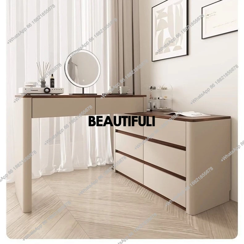 

simple modern solid wood dresser chest cabinet integrated bedroom small apartment corner telescopic advanced makeup table