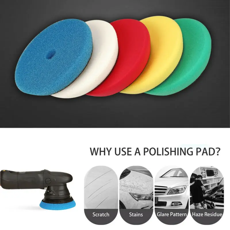 

5Pcs 6inch Car Polishing Disc Polyether Buffing Sponge Polishing Pad For Car Buffer Polisher Sanding