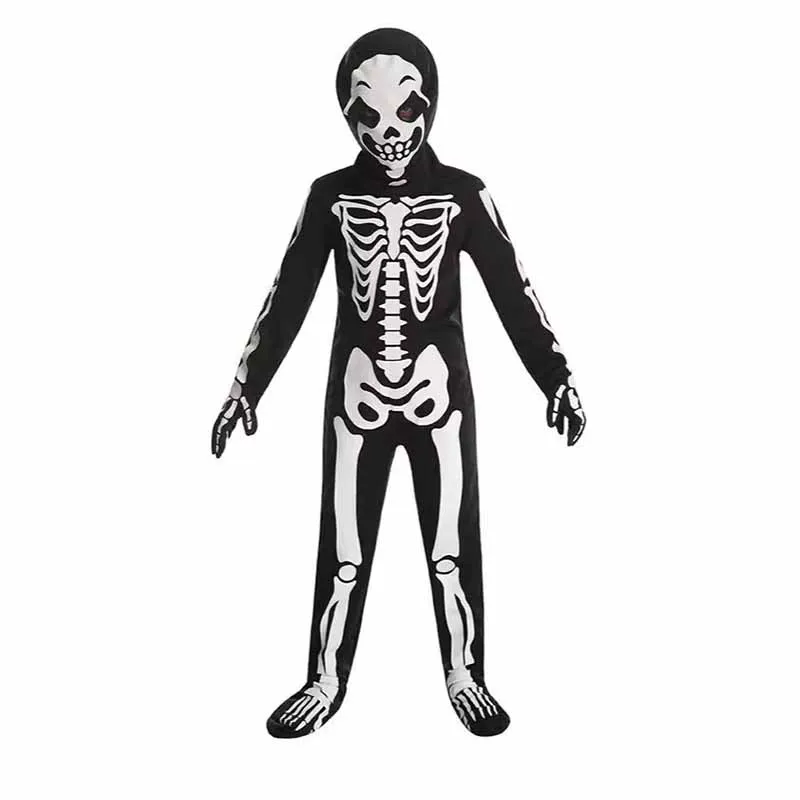 Halloween-Kostüm für Jungen, gruseliger Zombie, leuchtet im Dunkeln, bedruckter Skelett-Overall, Kinder-Karnevalsparty, gruseliger Geister-Horror-Overall