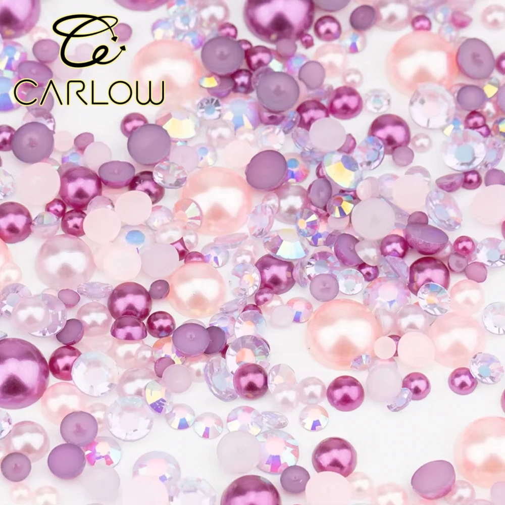 CARLOW PE010 Halbrunde Perlen in verschiedenen Größen, Flachrückseite, zum Aufkleben – Detail 1