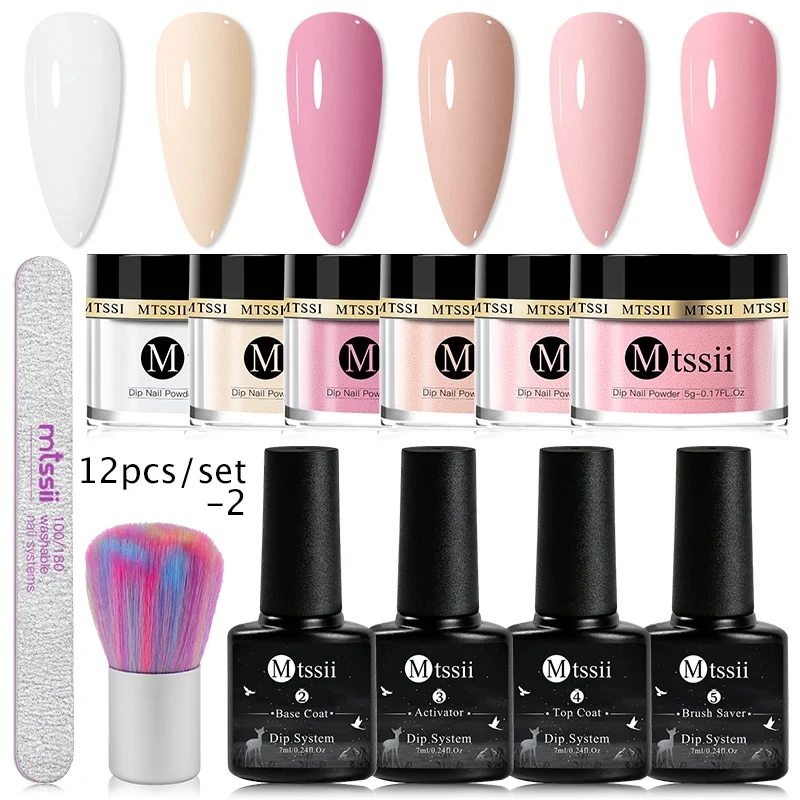 

Mtssii 6-14PCS Dipping Nail Powder Nail Art Set Nude Glitter Nails Dip System Dip Nail Set Dust For Manicure nail supplies