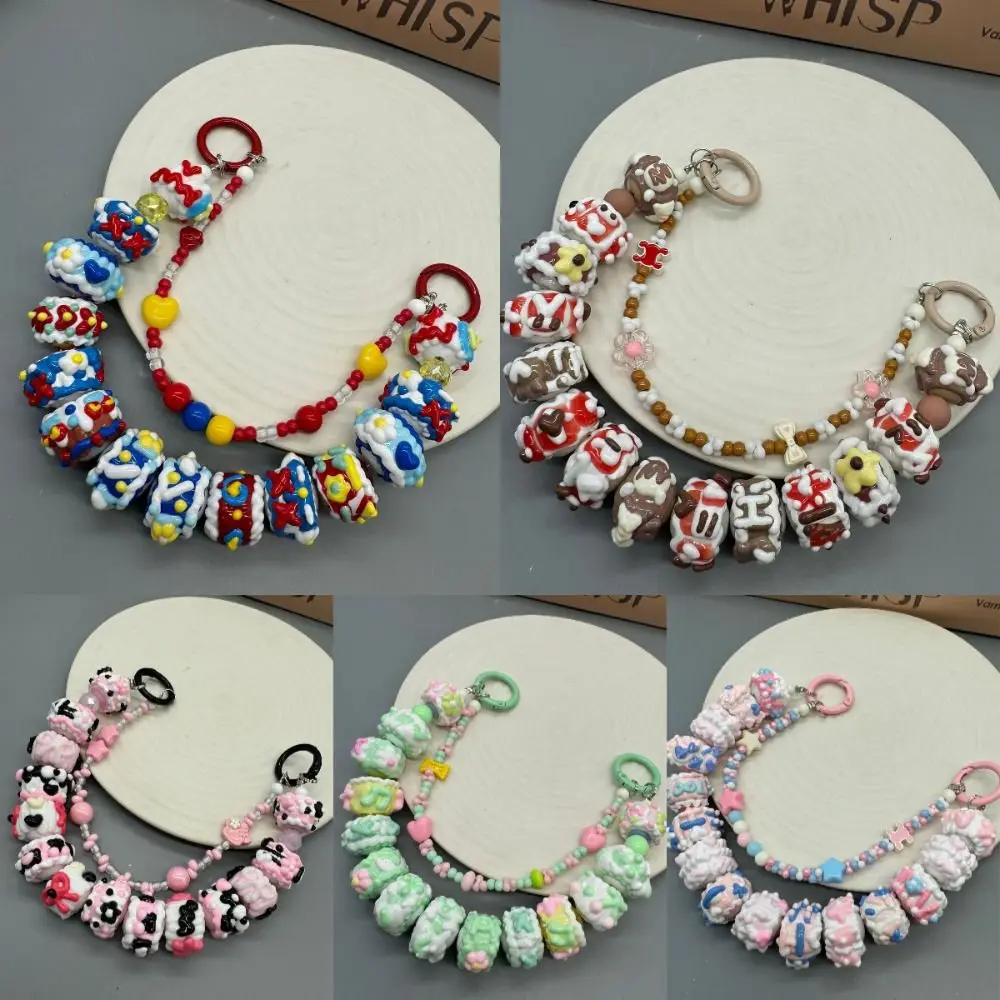

Новый красочный ремешок для мобильного телефона, двойная цепочка, ручная роспись, сумка, кулон, брелок, ремешок для телефона из бисера