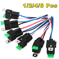 1/2/4/6PCS 12V 4pin 30A Waterproof Fuse Relay Switch Harness Set DC SPST Automotive Auto Relay With Relay Socket Relays Kit