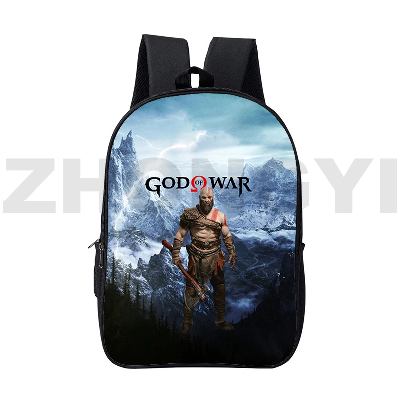 3D Men Cartoon Printing Kratos Simple Backpack Fashion Canvas God of War Backpacks for Teenager Girls Laptop Travel Leisure Bags