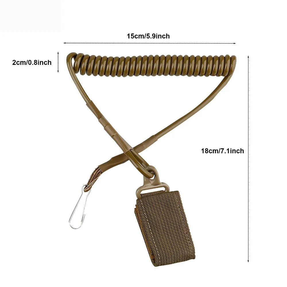 Tactical Coiled Lanyard Anti-Lost Elastic Spring Safety Strap Gun Rope for Key Ring Chain Flashlight Hunting Outdoor Accessories