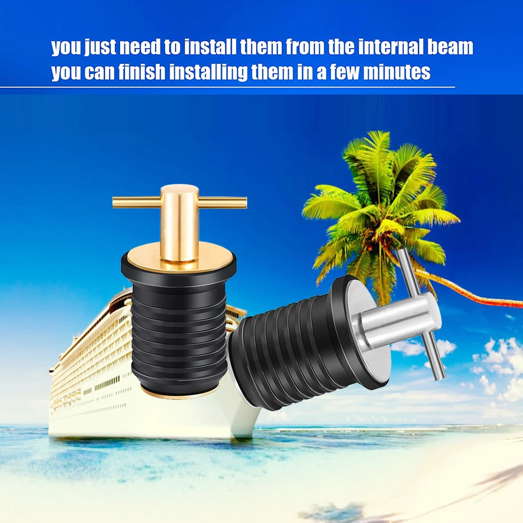 Marine Hardware Adjustable T-Handle TWIST-IN Drain Plug Bung Socket For Dinghy Kayak Canoe Yacht Speedboat Boat  Accessories