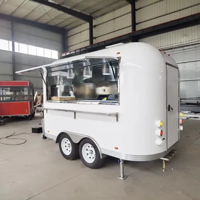 12FT 350cm Air Stream Food Trailer Stainless Steel Hot Dog Catering Cart Mobile Food Vending Trucks With Ce Certification