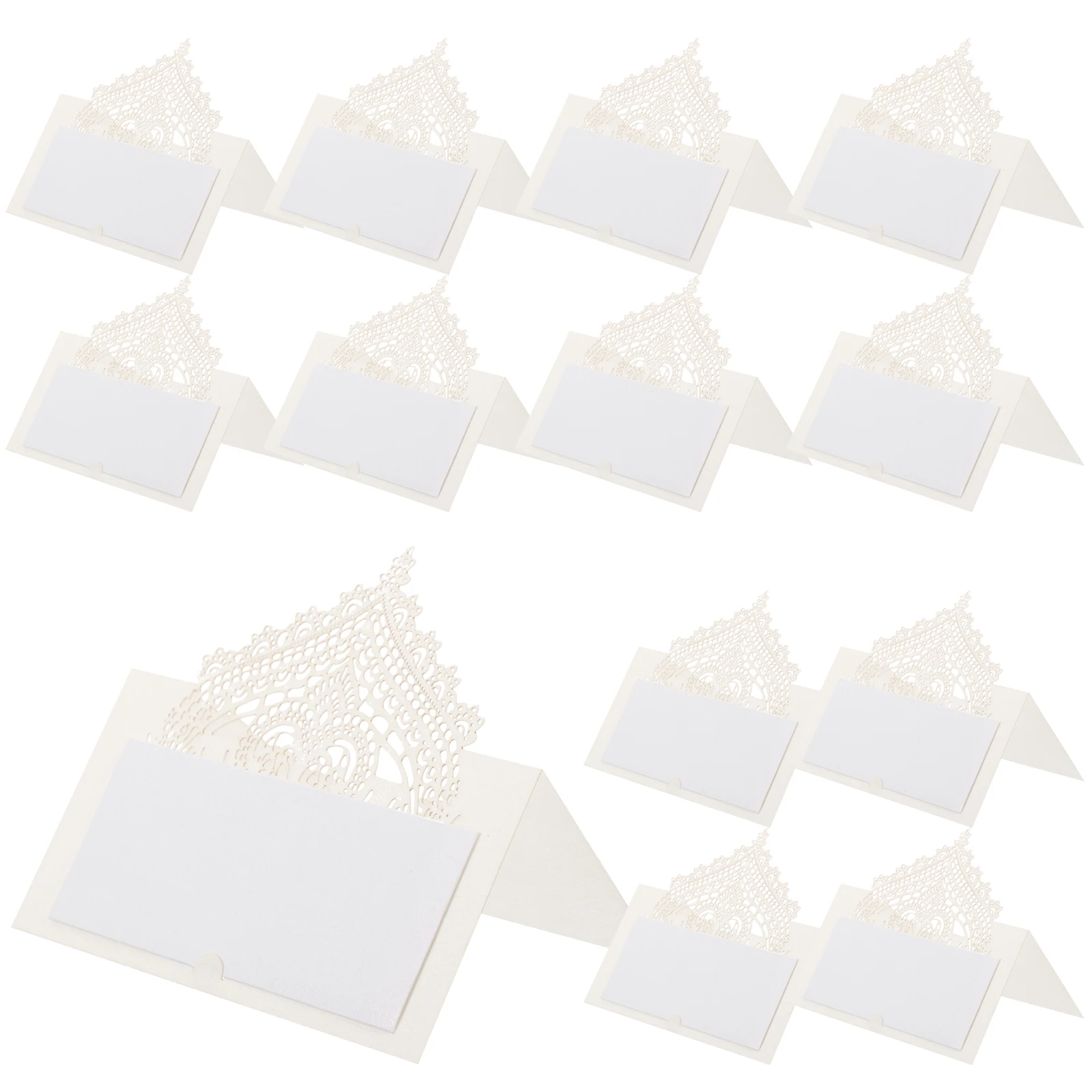 

50pcs Ivory 3D Lace Hollow Place for Wedding Banquet Party Table Seating Name Cards Smooth Edges Easy to Write Elegant