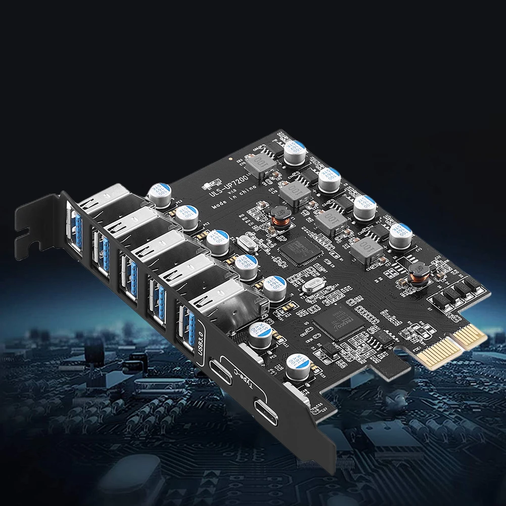 PCIe USB 3.0 Дополнительная карта 5 USB3.0 TPYE-A и 2 карты расширения TPYE-C Поддержка Windows XP/Vista/Server/7/8/10 Конвертер-концентратор 5 Гбит/с