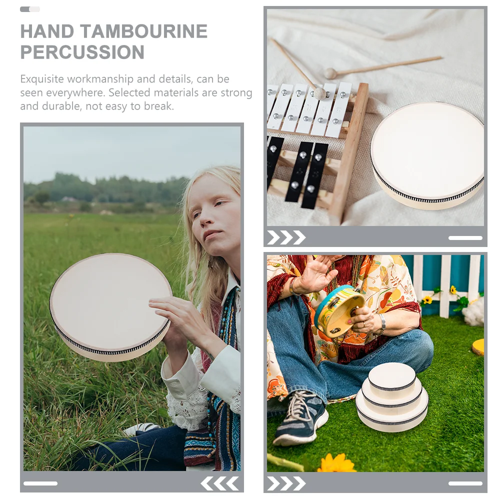 3pcs 6 8 10 Kids Educational Tambourine Set Hand Drum for Adults Musical Instruments Rhythm Training Toys Birthday Gift