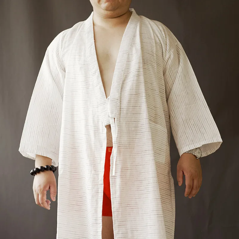 Pijamas japoneses para hombre, traje de kimono, ropa interior informal para el hogar, kimono japonés de primavera caliente, obeso, grande