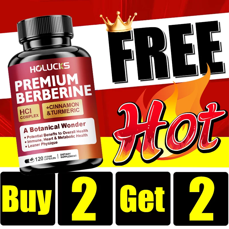 

Buy 2 Get 2 Free! Pure Berberine Capsules, Support Natural Blood Sugar, Liver Detox, Metabolic Health & Weight Management Aid