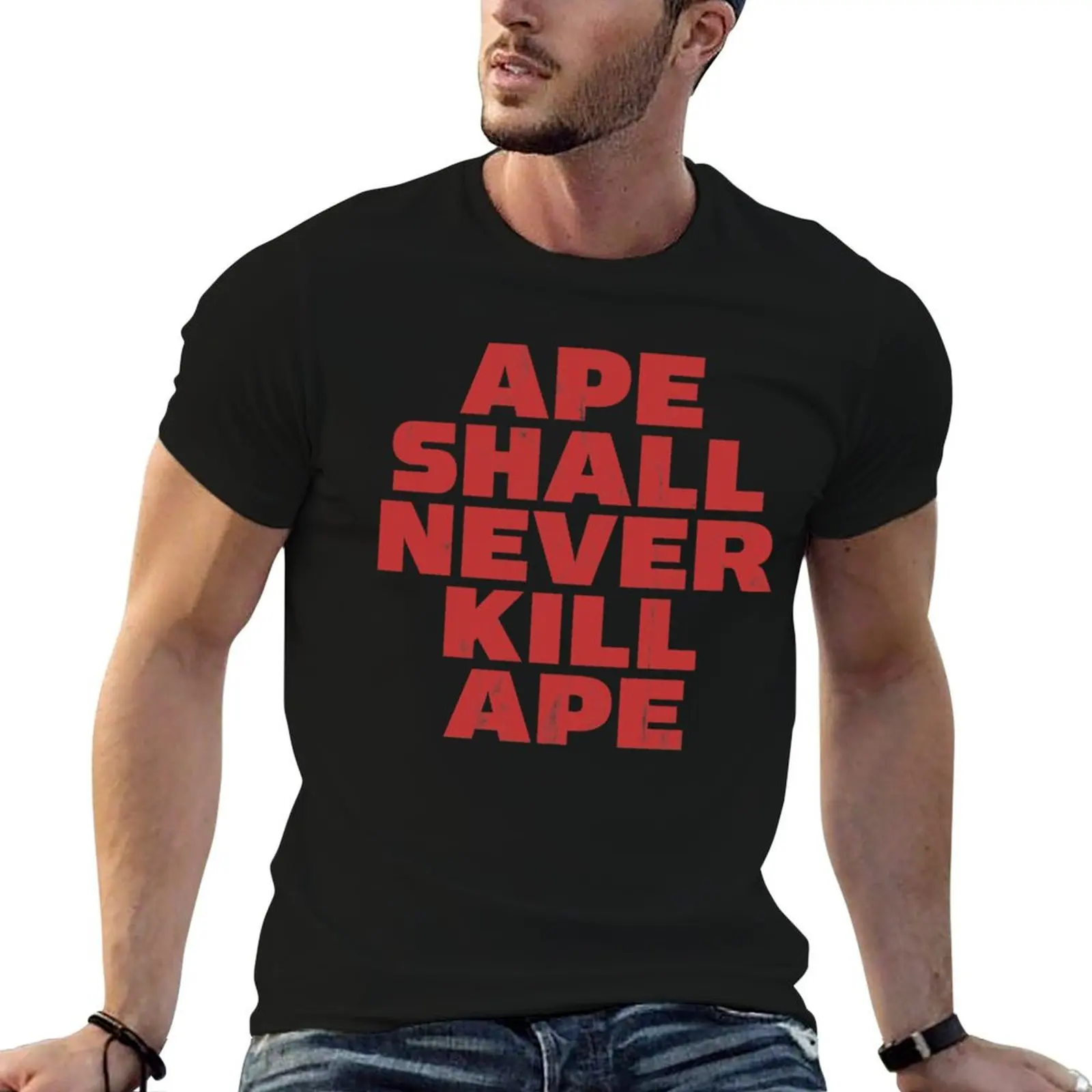 

shirt for Shall cotton man cotton t Never Ape Ape funny shirts t (distressed) Kill pack T-Shirt