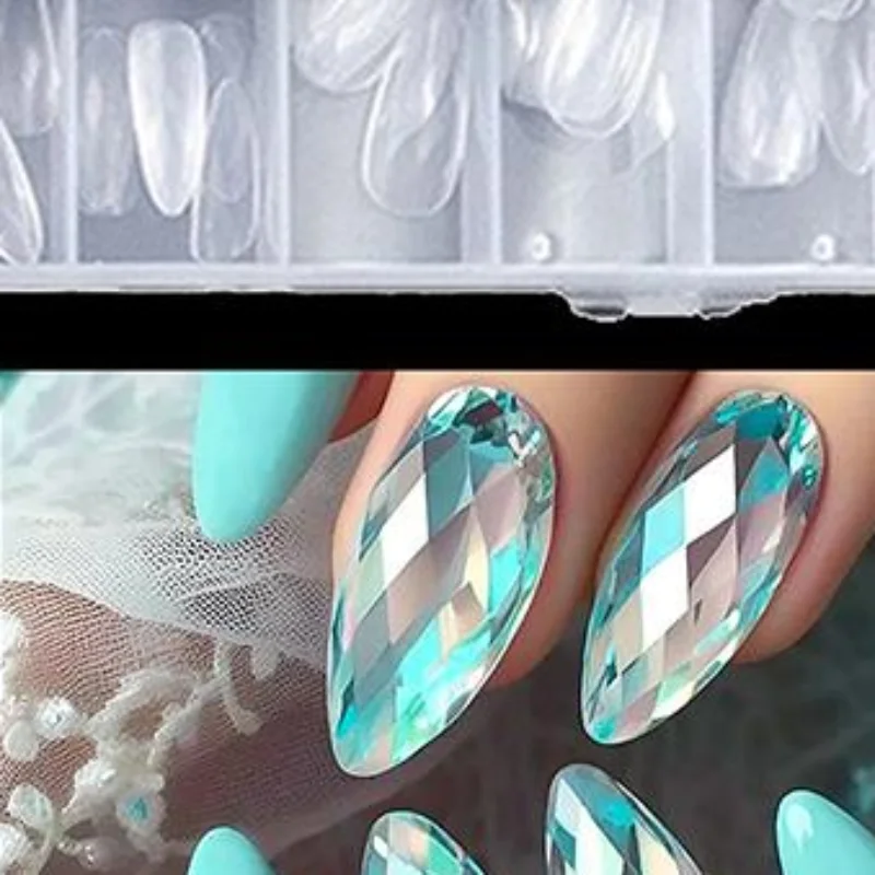 160 Pcs/box 3D Almond Nails Transparent Non-marking Frosted Square Oval Wearable Full Cover Ballet Press Fake Nail Manicure
