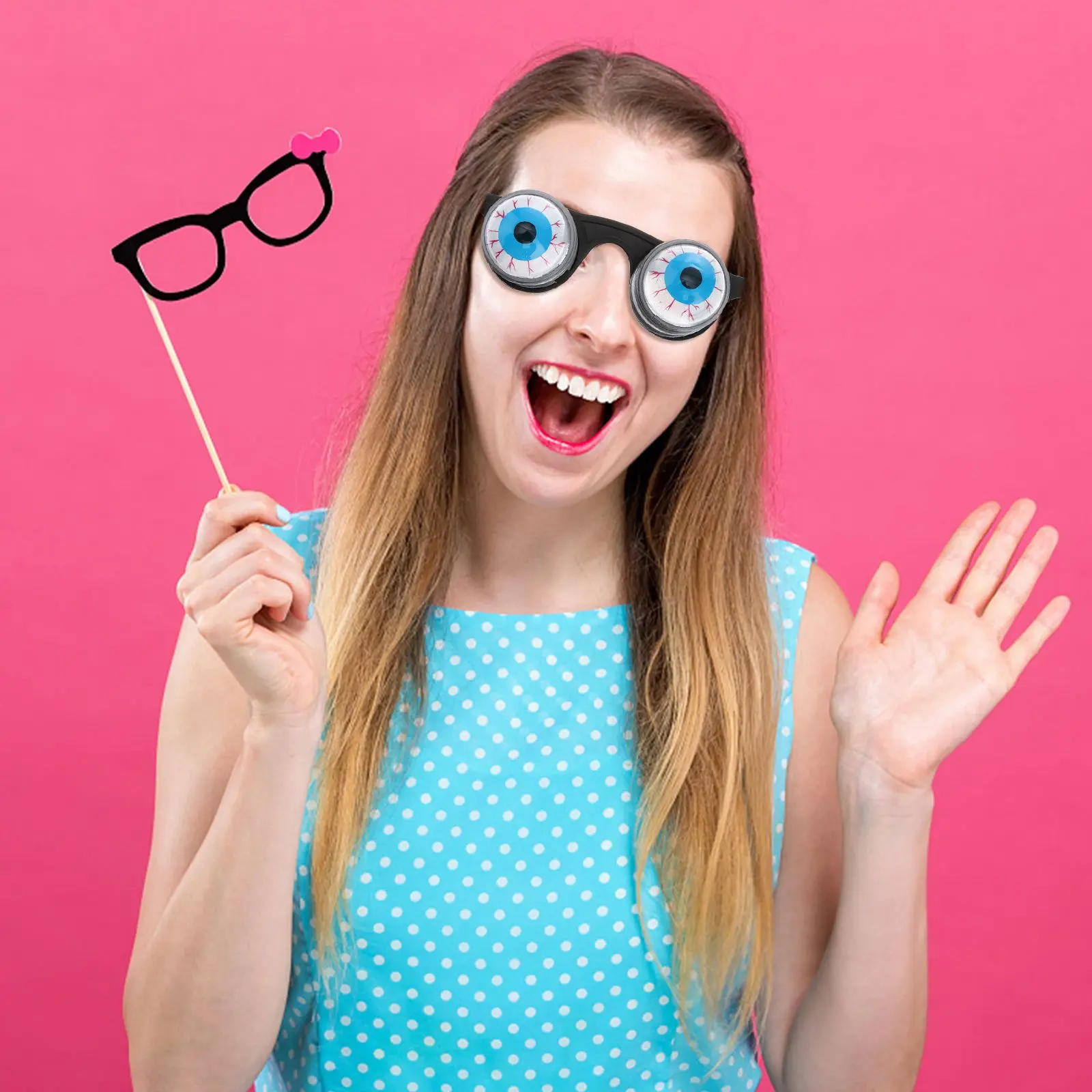 2 Pcs Funny Eyeball Glasses Horror Gag Prank Halloween Party Favors Novelty Sunglasses for Kids Black Thick Plastic