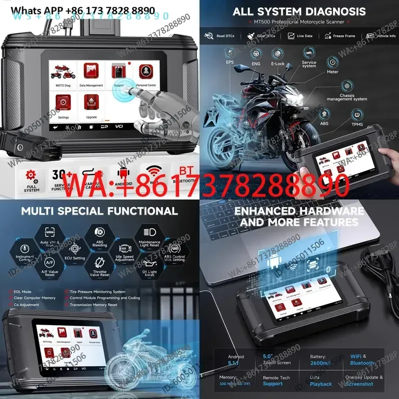 MT500 Motorcycle Scanner for Full System Diagnostics Coding and Multi-Reset Analysis