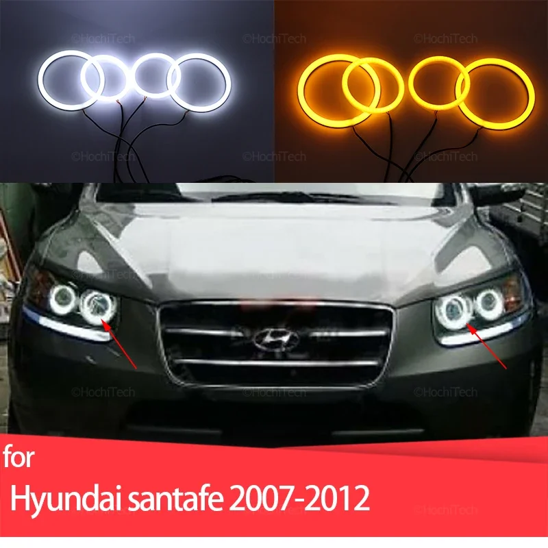 

Dual Color White Yellow Halo Ring Cotton Light LED Angel Eyes Kit For Hyundai Santa Fe santafe 2007-2012 Car-styling Accessories