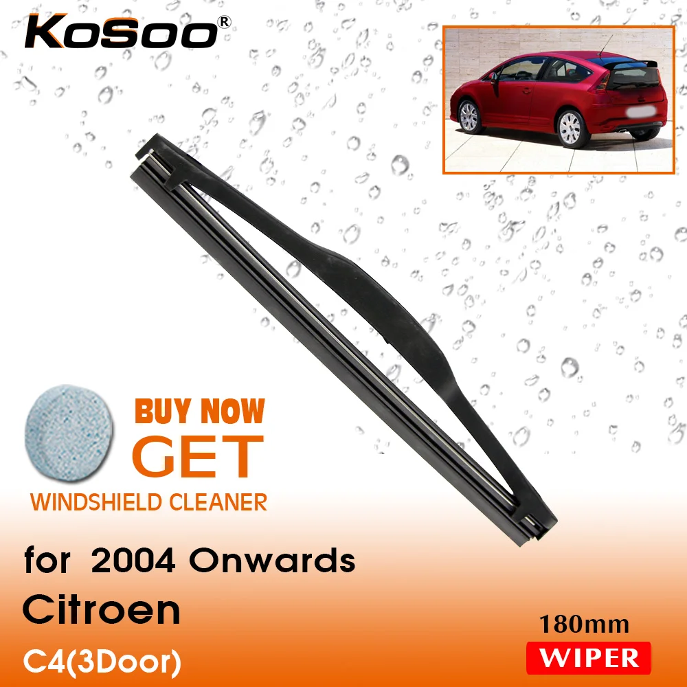 

KOSOO Auto Rear Car Wiper Blade For Citroen C4(3Door),180mm 2004- Rear Window Windshield Wiper Blades Arm,Car Accessories