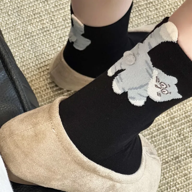 2/3/5 Paar niedliche Baumwollsocken mit Cartoon-Katzenmotiven, Paarsocken für Damen und Herren, lustige Katzensocken, Kawaii-Stricksocken, originelles Weihnachtsgeschenk – Detail 12