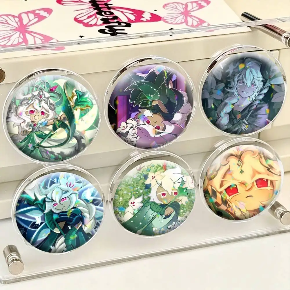 White Lily Cookie Run Kingdom  25 32 44 58 75mm Badges Personalized Round Brooches Pins Accessory Gift