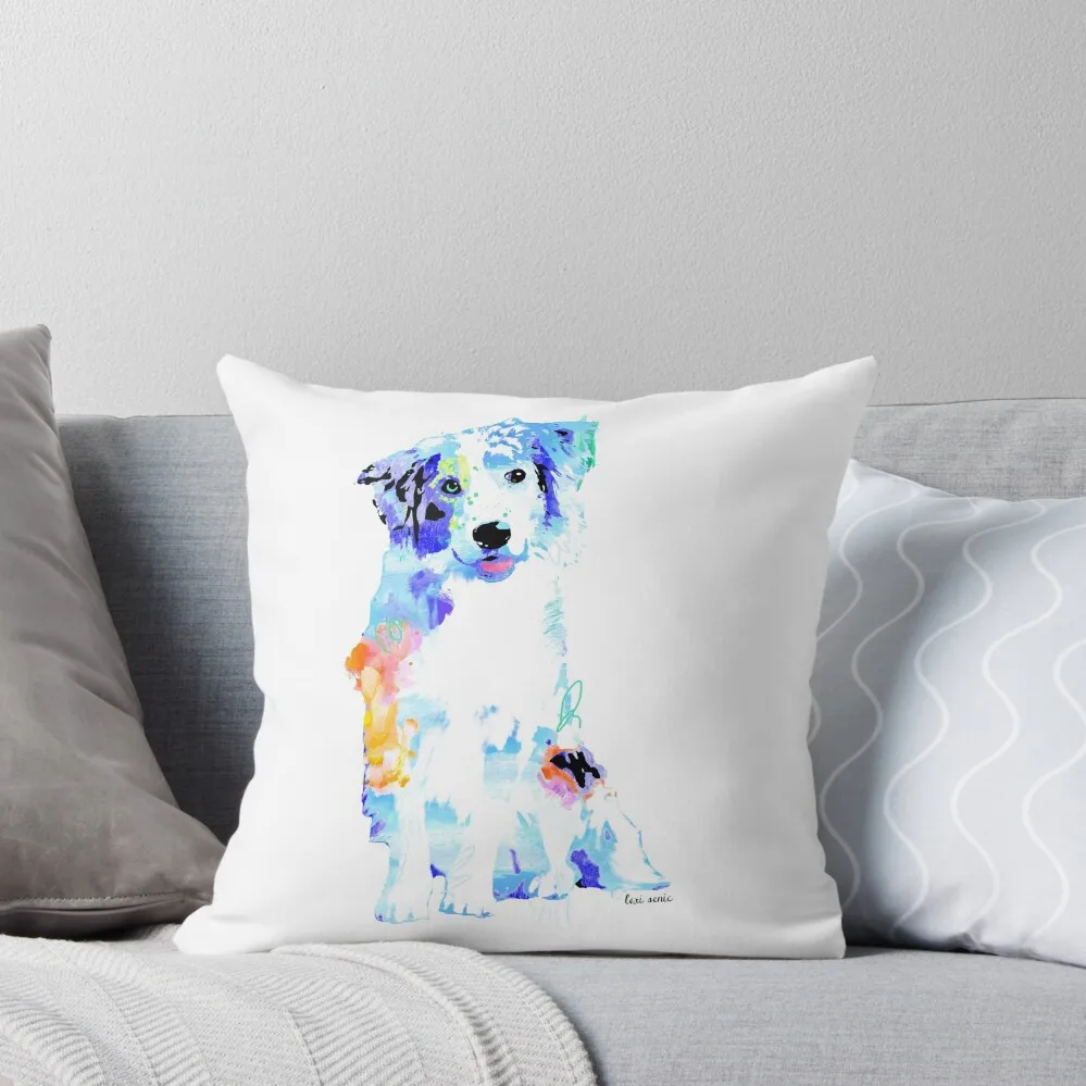 australian shepherd watercolor pet portrait Jacks Throw Pillow Sofa Covers Christmas Pillow Cases pillow