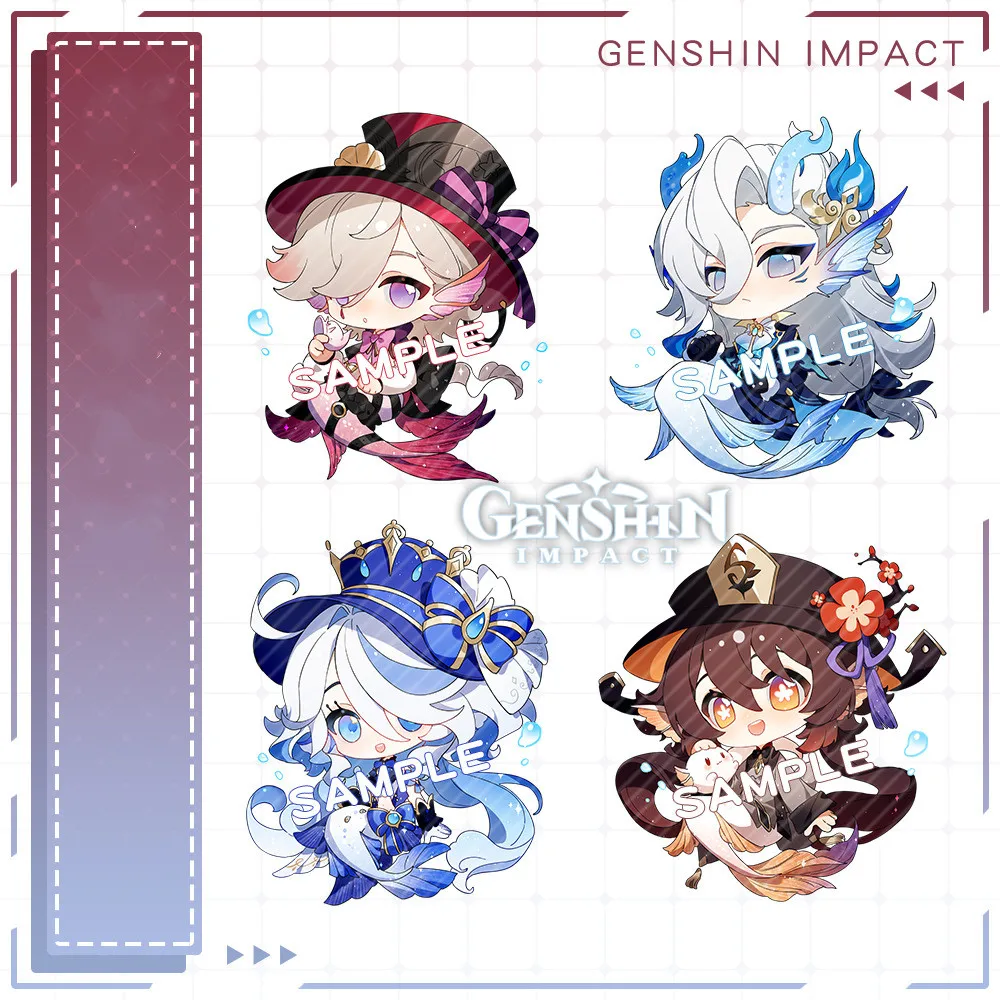 New Genshin Impact Zhongli Neuvillette Lyney Tartaglia Keychain Cute Anime Cartoon Pendent Keyring Backpack Jewelry Game Badge G