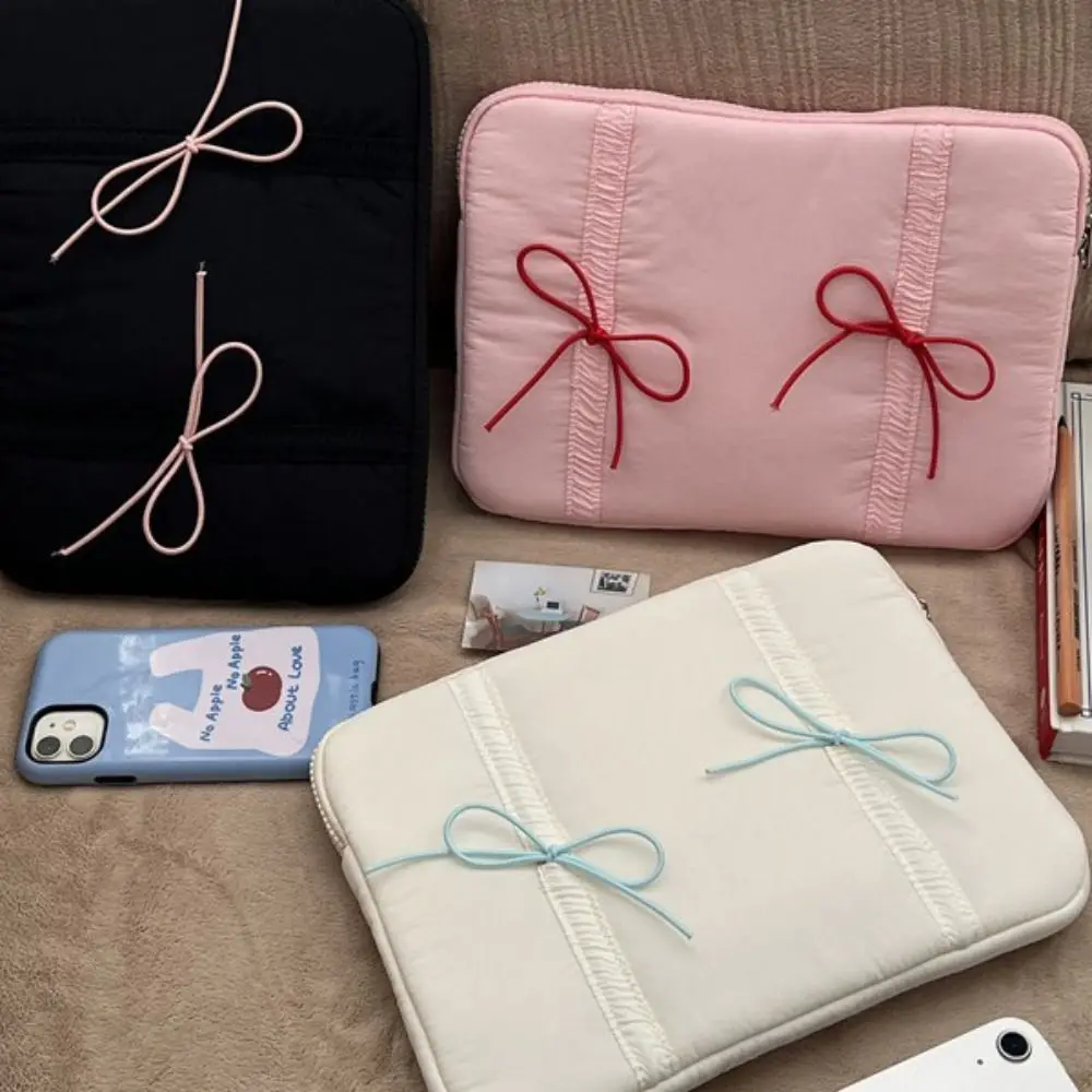 

Document Bag Bow Tablet Protective Case Large Capacity Puffy Tablet Sleeve Bag Lightweight Cute Laptop Notebook Case Work