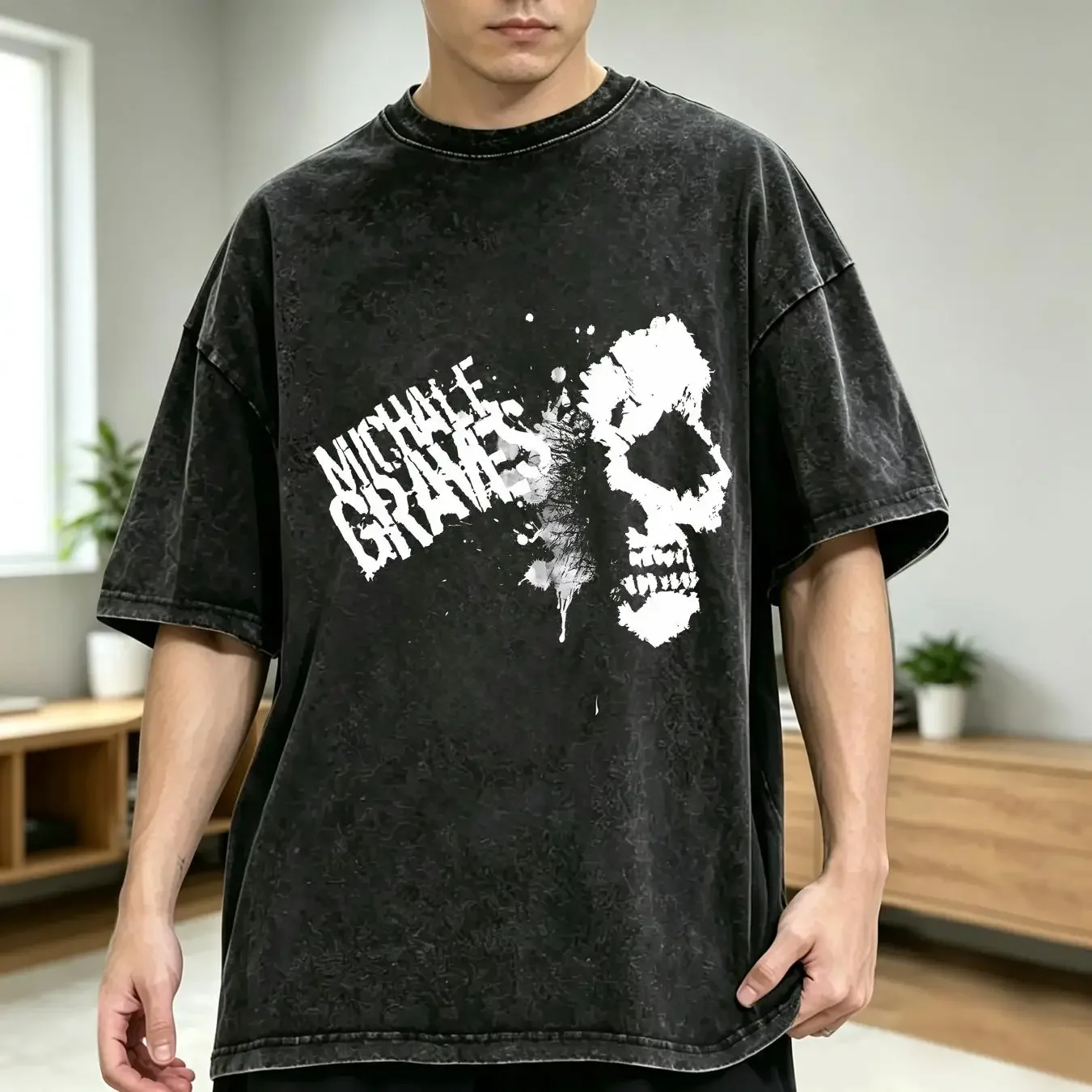 washed T Shirt NEW Michale Graves Misfits Black All Sizes TA3218 long or short sleeves vintage Washed Unisex Slightly