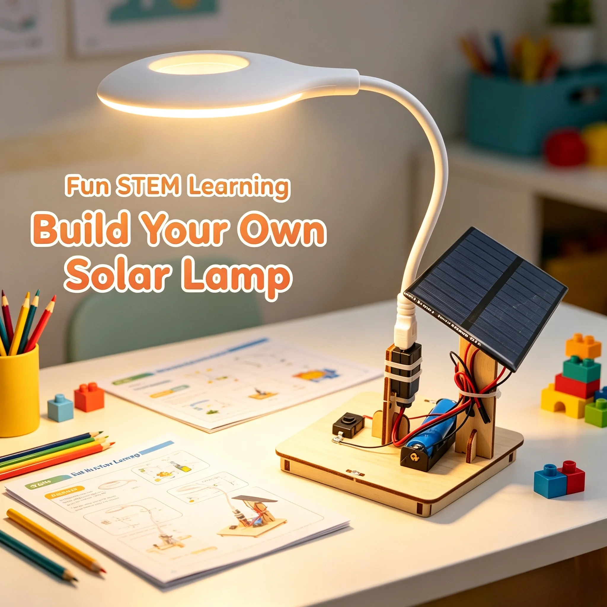 DIY solar-powered smart voice-controlled desk lamp model, educational toy, science and education experiment gift