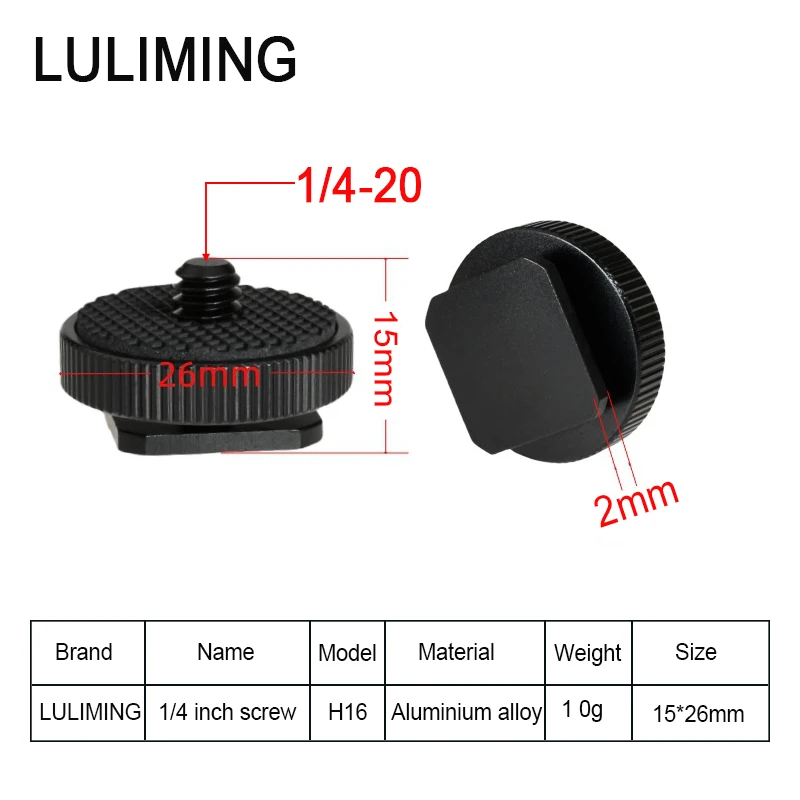 3/8 1/4 Inch Hot Shoe Seat Camera Screw Aluminum Alloy 1/4 Screw Flash Bracket Tripod Ballhead Photography Accessories