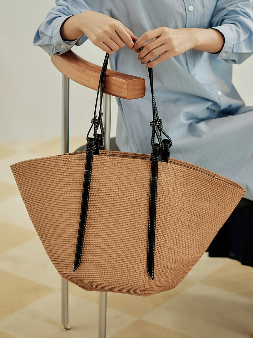 Korean Version Of Straw Women's Bag 2022 Summer New Tote Bag Large-Capacity Hand-Woven Bag Literary Seaside Holiday Bag