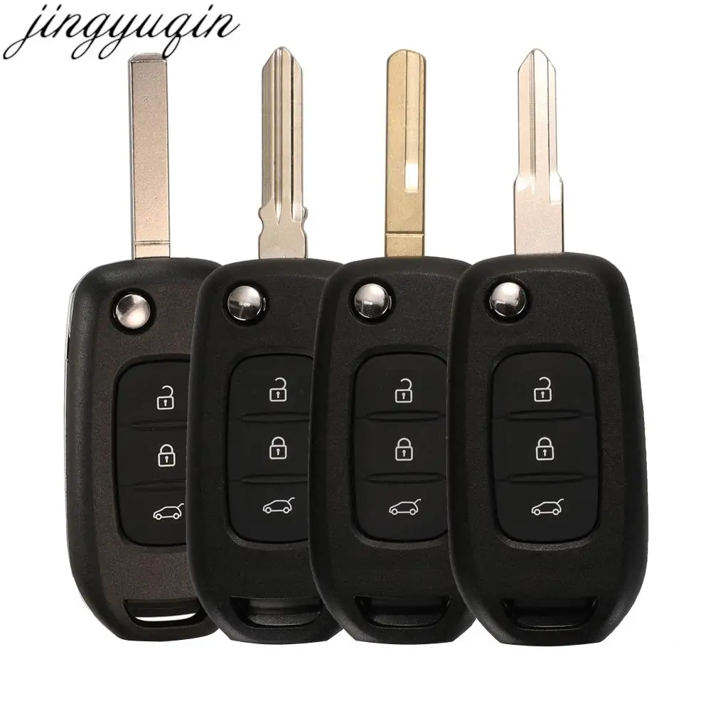 

Jingyuqin Flip Remote Car Key Case Shell For Renault Captur Kadjar Koleos Megane HU56R/HU136TE/VAC102/VA2 Blade 3 Buttons Fob