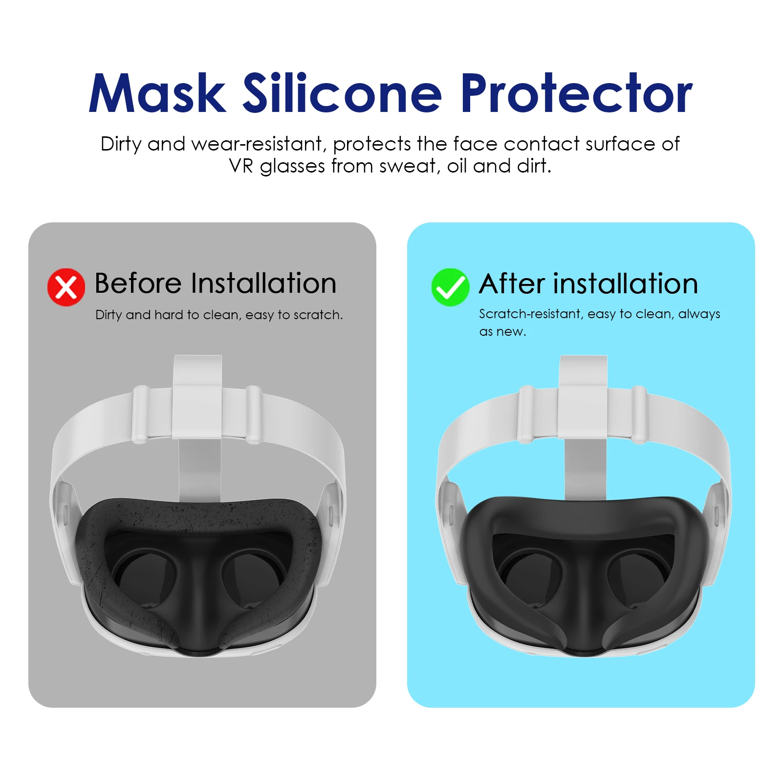Sweatproof Silicone Mask VR Dustproof Replaceable Mask Protective Cover For Quest 3 Accessories