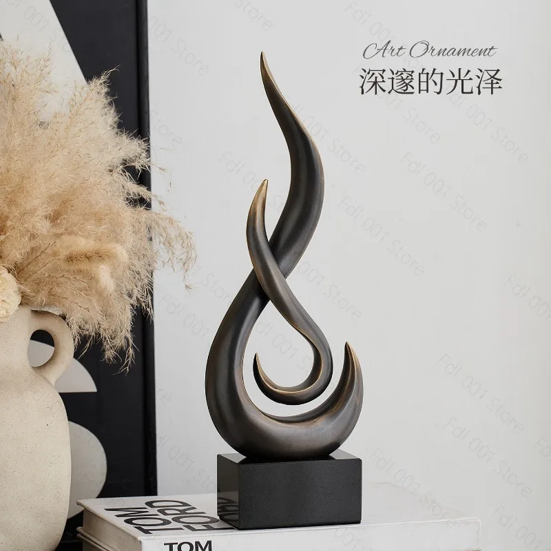 Abstract Flame Resin Sculpture Ornament Modern Home Decor Statue for Wine Cabinet Living Room Office