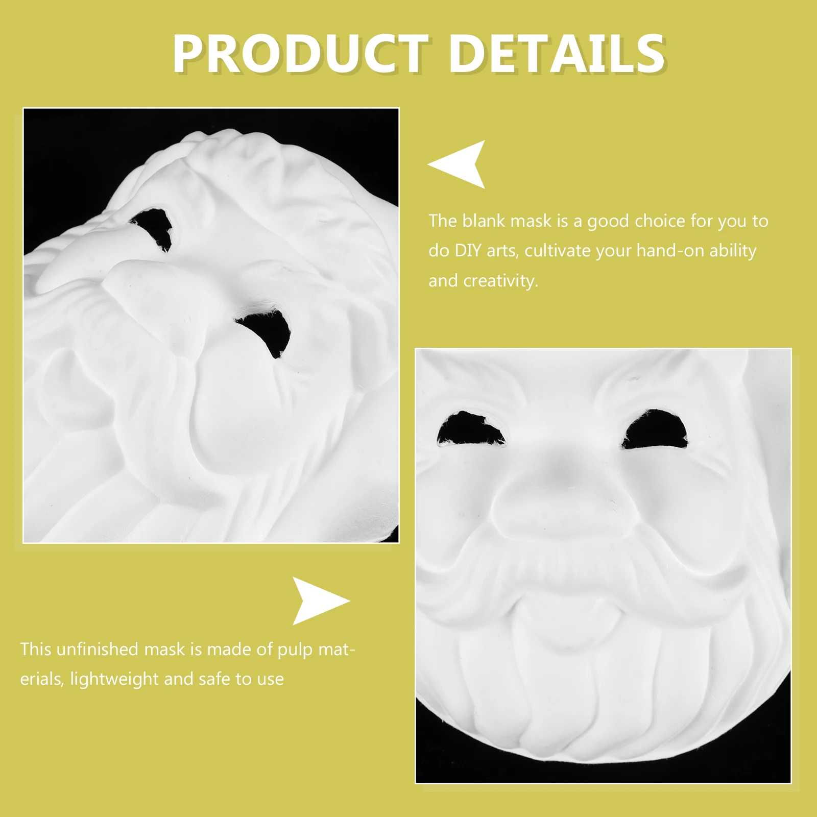 

6pcs Santa Claus Masks White Beard Plain DIY Blank Masks for Christmas Party Masquerade Accessories Safe