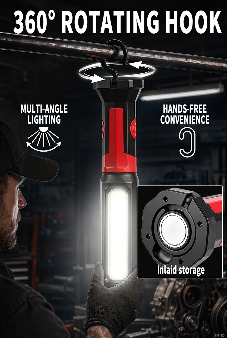 Autoreparatur-Arbeitsleuchte COB Wiederaufladbare Handinspektionsleuchte Notbeleuchtung LED-Arbeitsleuchte – Detail 8